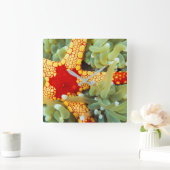 Rood en geel Zee Star Vierkante Klok (Huis)