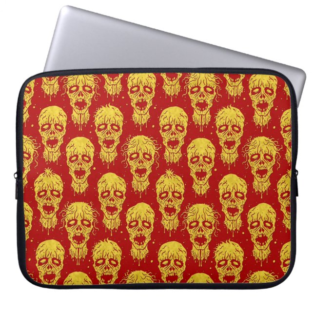Rood en Geel Zombie Apocalypse Pattern Laptop Sleeve (Voorkant)