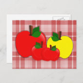 Rood- en gele appels op rode schaal briefkaart (Voorkant / Achterkant)