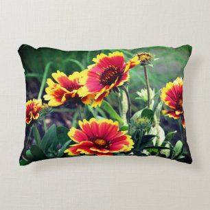 Rood- en gele gaillardia-blaasbloem accent kussen