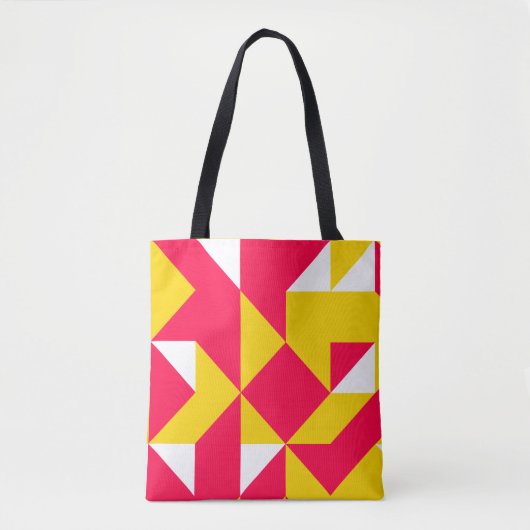 Rood- en gele geometrische patroonvormen tote bag (Voorkant)