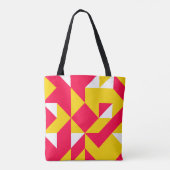 Rood- en gele geometrische patroonvormen tote bag (Achterkant)