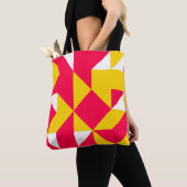 Rood- en gele geometrische patroonvormen tote bag (Dichtbij)