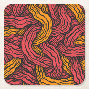 Rood- en gele lijnen kartonnen onderzetters