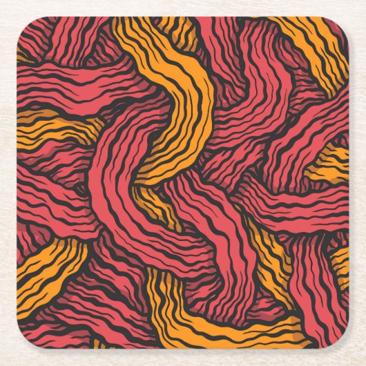 Rood- en gele lijnen kartonnen onderzetters (Voorkant)