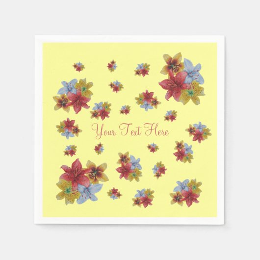 Rood- en gele Lily-bloemen bloem Servetten (Voorkant)