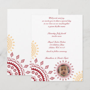 Rood- en gele Namkaran-Baby Kaart