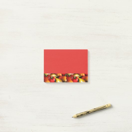 Rood- en gele paprika's Post-it notities Post-it® Notes (Op bureau)