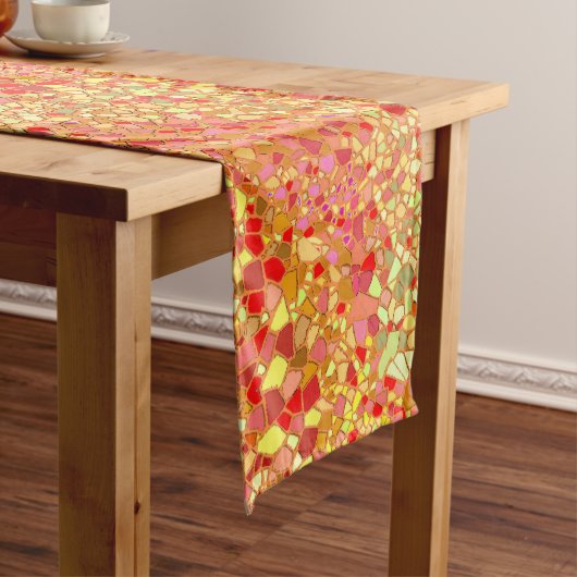 Rood- en gele rotalijstrunner lange tafelloper (Voorbeeld)