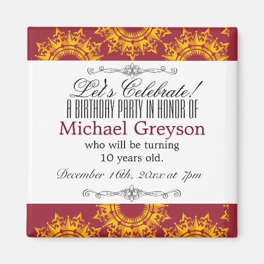 Rood- en gele Royalty-afdrukken Magneet (Voorkant)