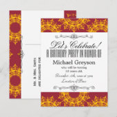 Rood- en gele Royalty-afdrukken Uitnodiging Briefkaart (Voorkant / Achterkant)