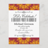 Rood- en gele Royalty-afdrukken Uitnodiging Briefkaart (Voorkant)