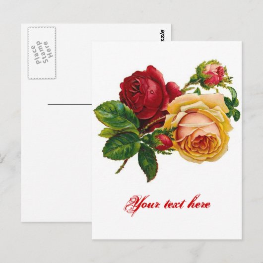 Rood- en gele rozen briefkaart (Voorkant / Achterkant)