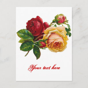 Rood- en gele rozen briefkaart
