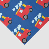 Rood- en gele treinmotor Kunst op donkerblauw Tissuepapier (Detail)