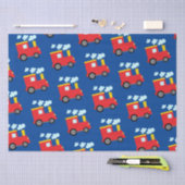 Rood- en gele treinmotor Kunst op donkerblauw Tissuepapier (Craft)