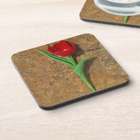 Rood- en gele Tulp Drankjes Onderzetter (Linkerzijde)