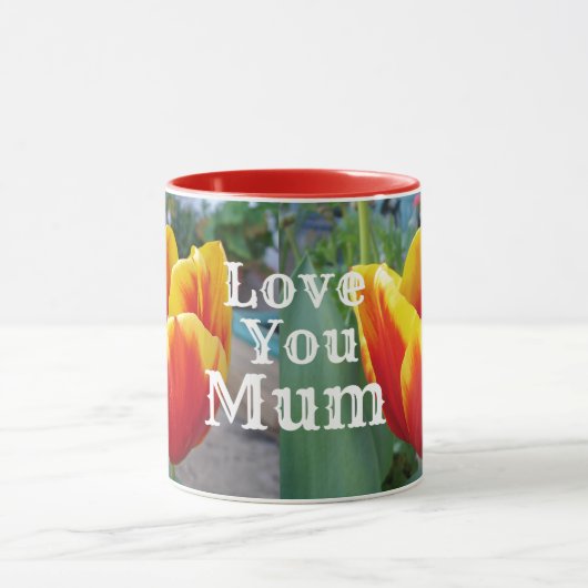 Rood en gele Tulp florale Garden houden van je moe Mok (Midden)