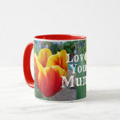 Rood en gele Tulp florale Garden houden van je moe Mok (Voorkant links)