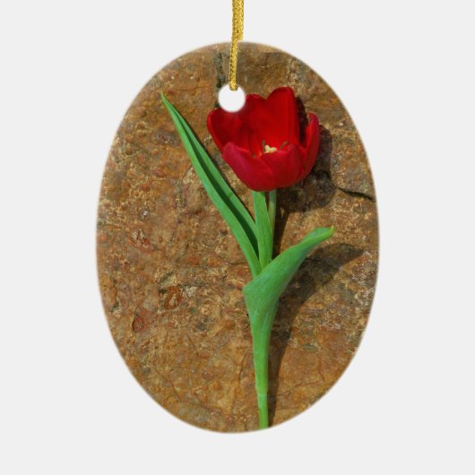 Rood- en gele Tulp Keramisch Ornament (Voorkant)