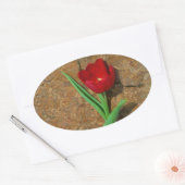 Rood- en gele Tulp Ovale Sticker (Envelop)