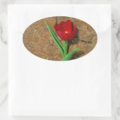 Rood- en gele Tulp Ovale Sticker (Tas)