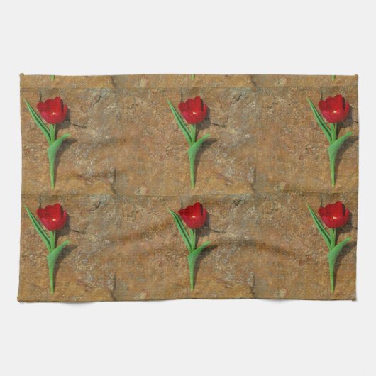 Rood- en gele Tulp Theedoek (Horizontaal)