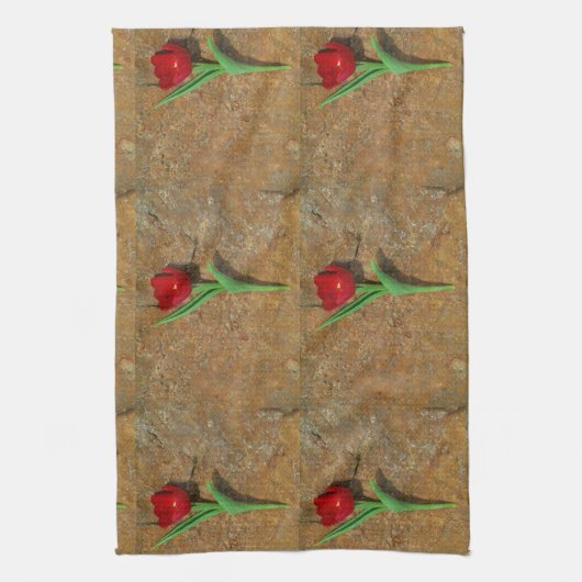 Rood- en gele Tulp Theedoek (Verticaal)