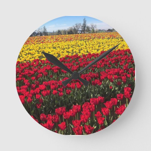Rood- en gele Tulp-veld Ronde Klok (Voorkant)