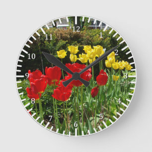 Rood- en Gele Tulpenklok Ronde Klok