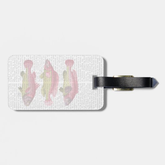 Rood- en gele vistrio bagagelabel (Achterkant horizontaal)