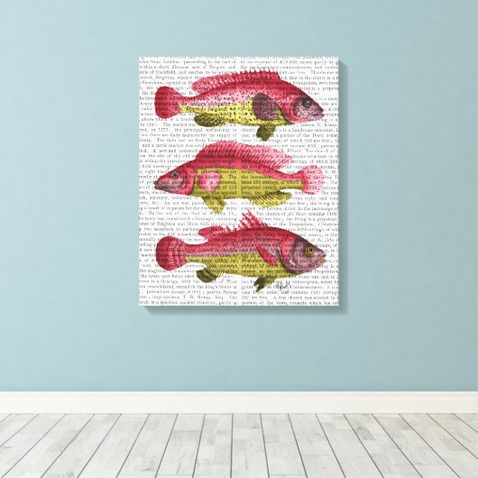 Rood- en gele vistrio canvas afdruk (Insitu (Houten vloer))