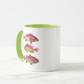 Rood- en gele vistrio mok (Voorkant links)