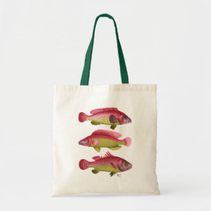 Rood- en gele vistrio tote bag
