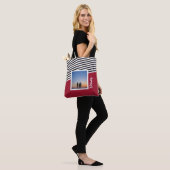 Rood en gestreept patroon Gepersonaliseerde foto Tote Bag (Op model)