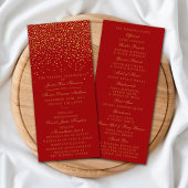 Rood- en Glam Gold Confetti Wedding Program Programmakaart