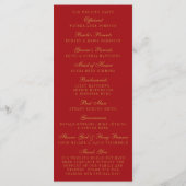 Rood- en Glam Gold Confetti Wedding Program Programmakaart (Achterkant)