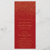 Rood- en Glam Gold Confetti Wedding Program Programmakaart (Voorkant)