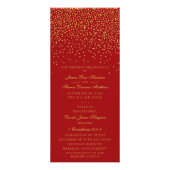 Rood- en Glam Gold Confetti Wedding Program Reclamekaart (Voorkant)