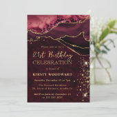 Rood en Glitter Agate Birthday Kaart (Staand voorkant)