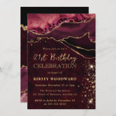 Rood en Glitter Agate Birthday Kaart (Voorkant / Achterkant)