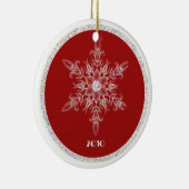 Rood en glittersneeuwvlok keramisch ornament (Rechts)