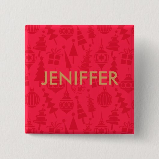 Rood- en Gold-feestnaam Vierkante Button 5,1 Cm (Voorkant)
