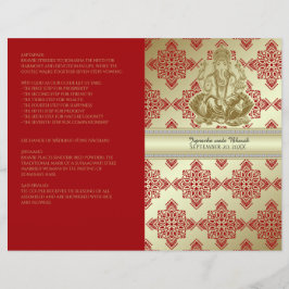 Rood- en Gold-Indische Damask Hindu Wedding Progra