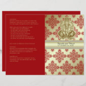 Rood- en Gold-Indische Damask Hindu Wedding Progra (Voorkant / Achterkant)