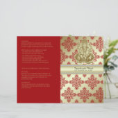 Rood- en Gold-Indische Damask Hindu Wedding Progra (Staand voorkant)