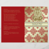 Rood- en Gold-Indische Damask Hindu Wedding Progra (Voorkant)