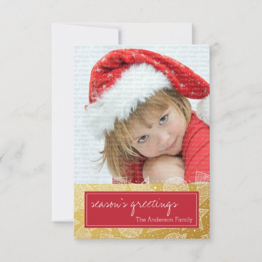 Rood- en Gold-kerstfeestdag fotokaart Kaart (Voorkant)