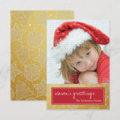 Rood- en Gold-kerstfeestdag fotokaart Kaart (Voorkant / Achterkant)