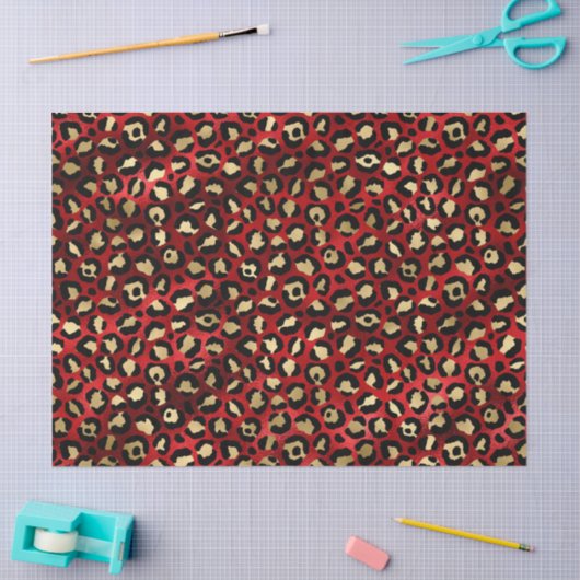 Rood- en Gold-leopard-afdruk Tissuepapier (Craft)